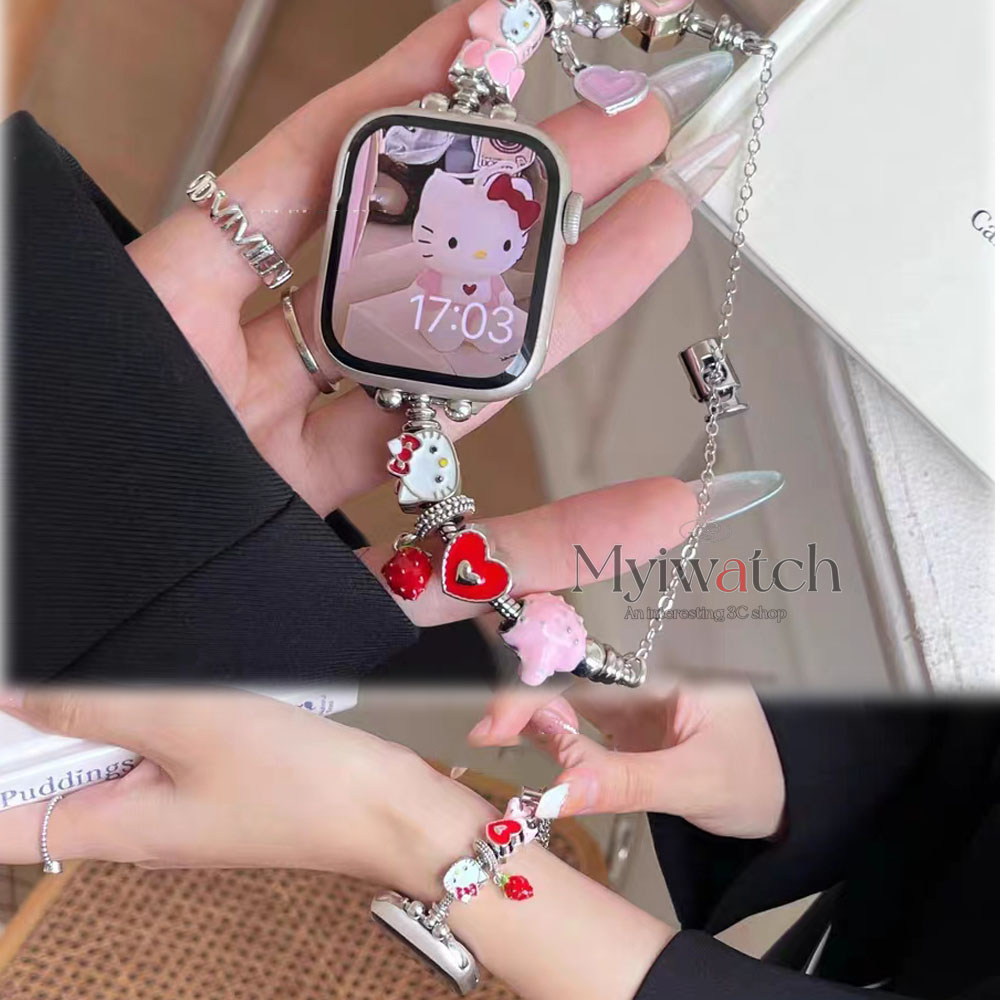 PANDORA Dễ Thương Dây Đeo Chuỗi Hạt Kim Loại Cho iwatch 8 7 6 5 se 4 3 2 1 49mm 41mm 45mm 44mm 40mm 38mm 42mm