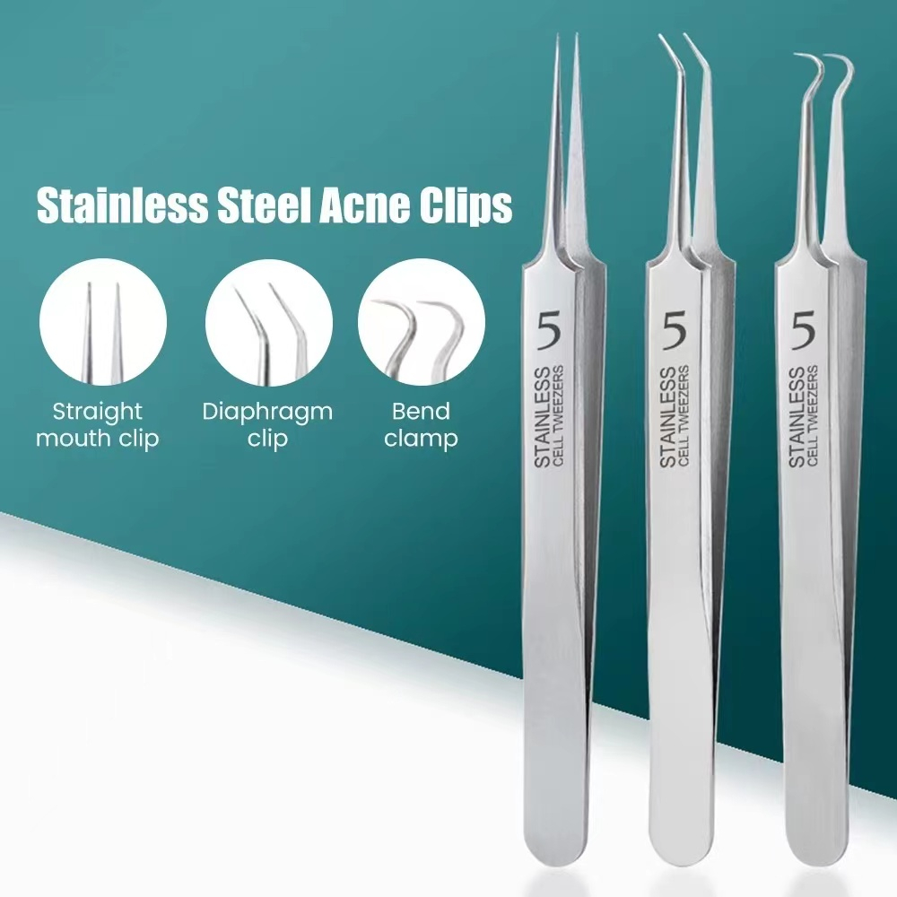 Bộ 3 Nhíp Nặn Mụn Đầu Đen Bằng Inox Chuyên Dùng