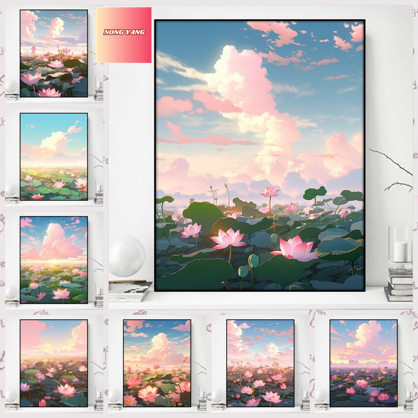 Nong Yang-30*40cm/40*50cm-loạt hoa-hoa chữa bệnh-nong yang 30 40 cm tranh số hoá--tranh tô màu theo số-tranh số hoá-tranh tô màu theo số-tranh tô màu theo số cô gái-tranh vẽ theo số-tranh số hoá-tranh số hoá hoa sen