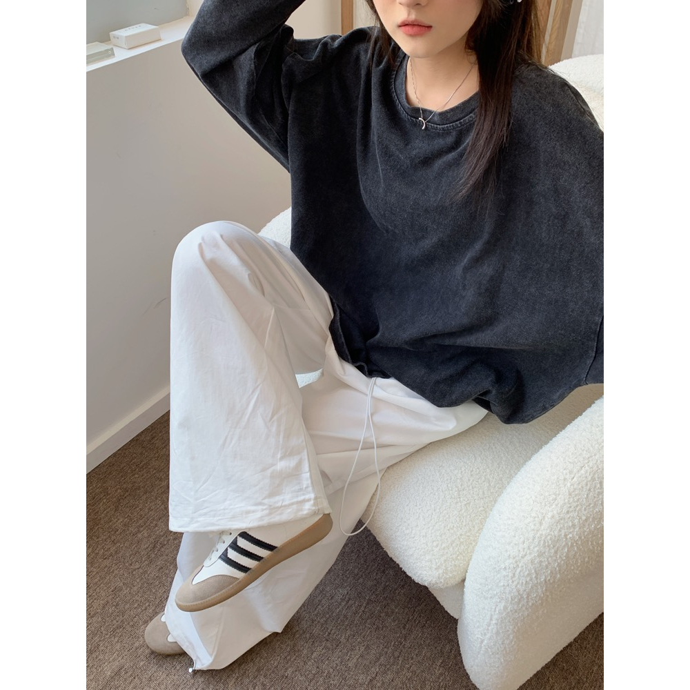 American Retro Round Neck Sweater Women's Lazy Loose Versatile Loose Mid length Top