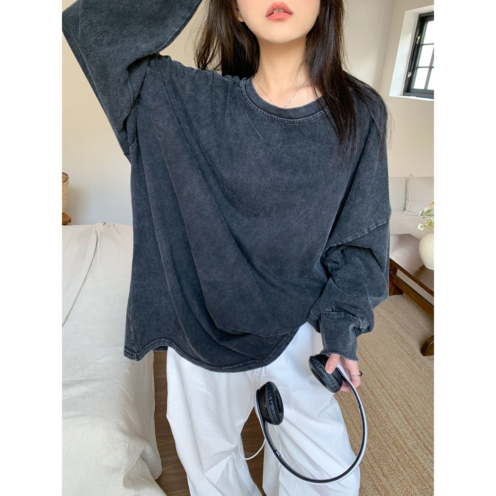 American Retro Round Neck Sweater Women's Lazy Loose Versatile Loose Mid length Top