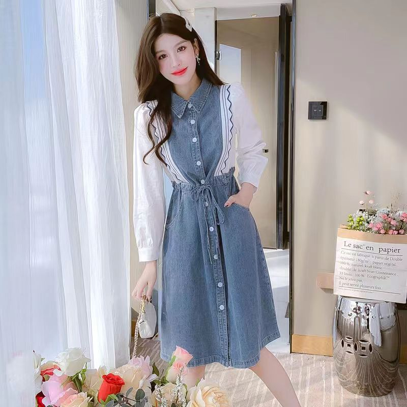 Đầm denim Phối Dây Rút Xinh Xắn Dành Cho Nữ / Size s-2xl / 75kg