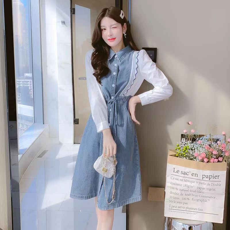 Đầm denim Phối Dây Rút Xinh Xắn Dành Cho Nữ / Size s-2xl / 75kg