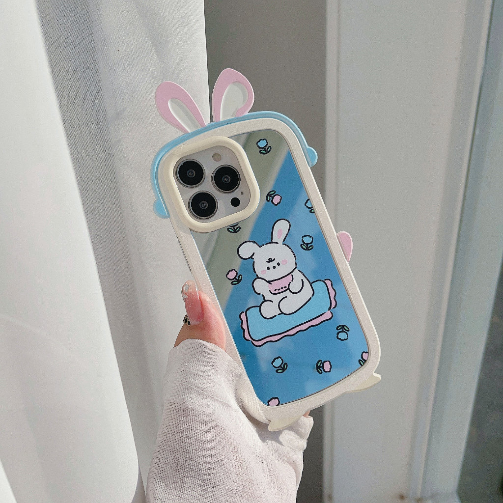 Phù Hợp Ốp Điện Thoại silicone Mềm Mặt Gương in Hình Hoa tulip 2 Trong 1 Cho iphone 15 pro max 14 pro 13 pro max 12 pro 11