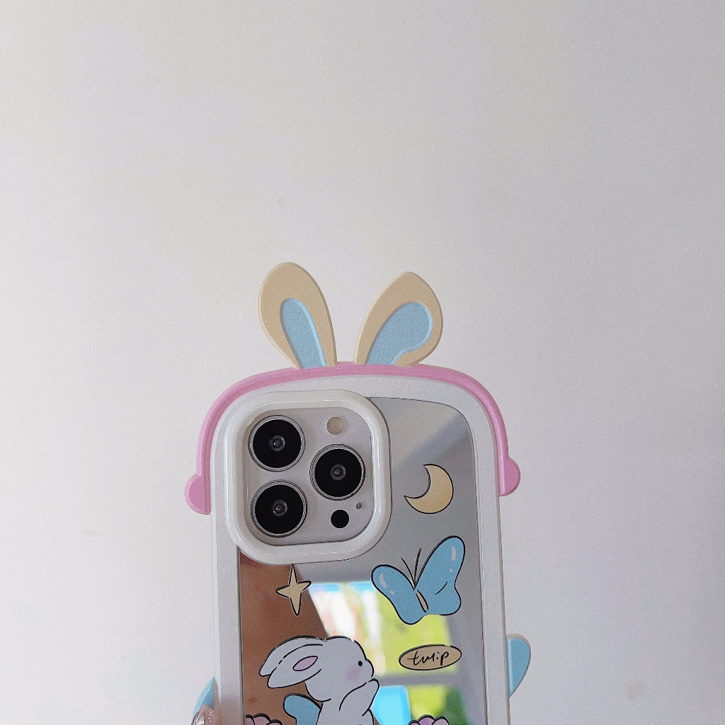 Phù Hợp Ốp Điện Thoại silicone Mềm Mặt Gương in Hình Hoa tulip 2 Trong 1 Cho iphone 15 pro max 14 pro 13 pro max 12 pro 11