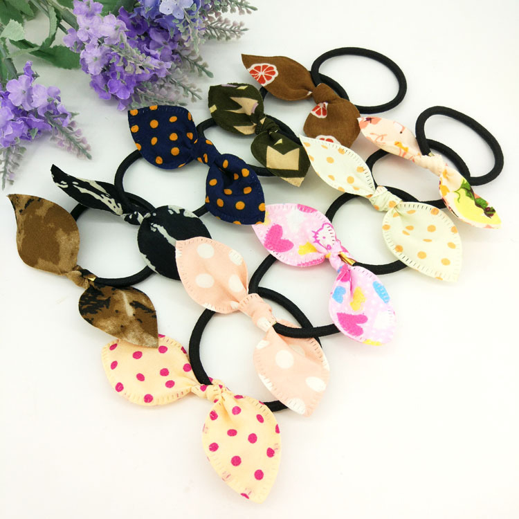 Dây Buộc Tóc Cao Su Co Giãn Hình Tai Thỏ Phong Cách Hàn Quốc Cho Nữ