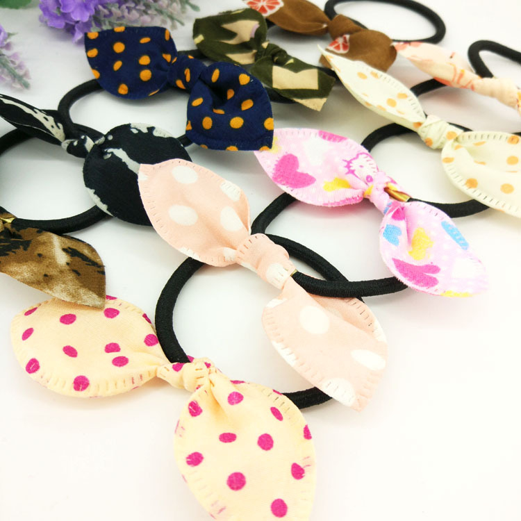 Dây Buộc Tóc Cao Su Co Giãn Hình Tai Thỏ Phong Cách Hàn Quốc Cho Nữ