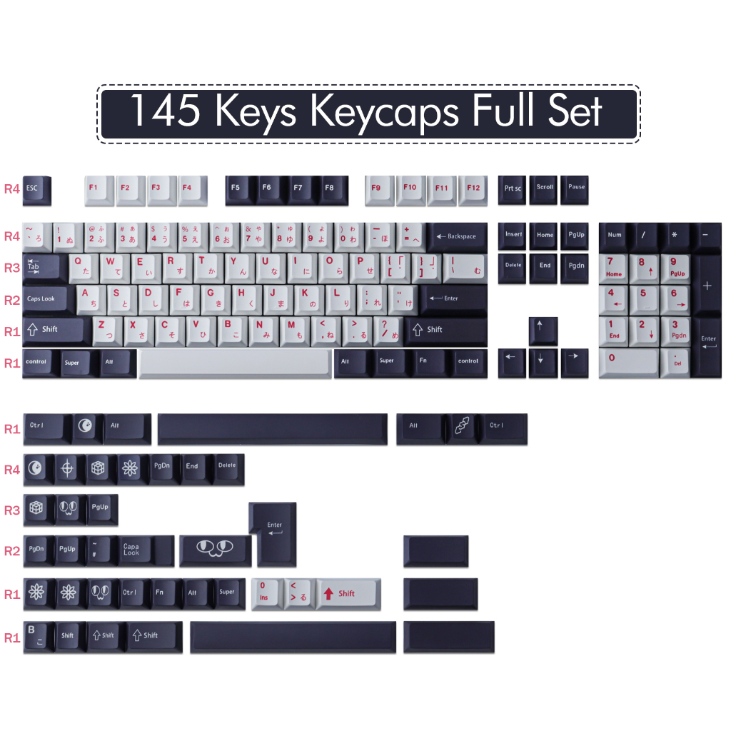 GMK Mũi Giày Keycaps, 145 Phím Keycaps PBT Anh Đào Hồ Sơ DYE-SUB Cá Tính GMK Keycaps Cho Bàn Phím Cơ