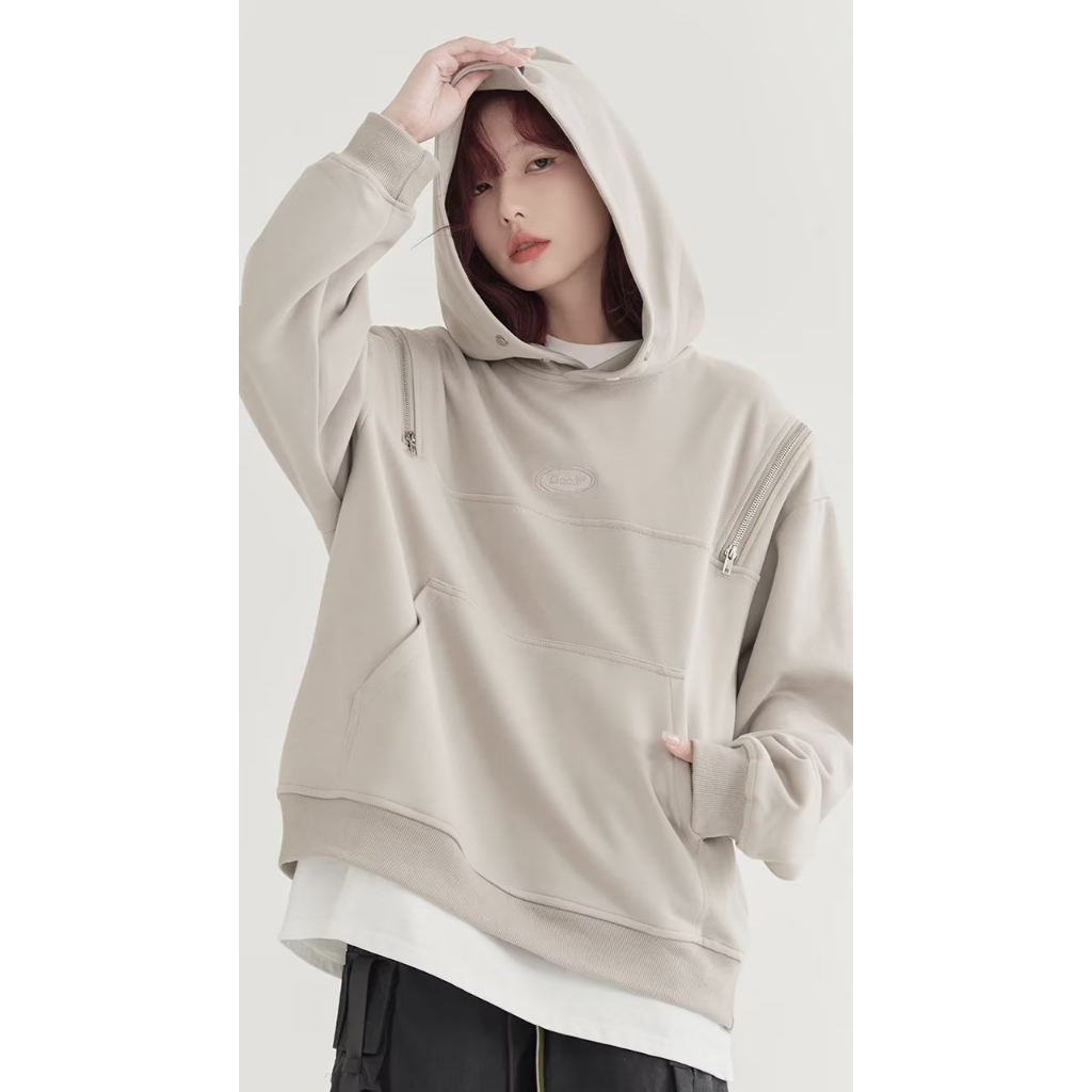 2023 new áo  hoodie sweater thiết kế zipper ngoại cỡ 2 màu phong cách hip hop Hàn Quốc cho cặp đôi hip hop Hàn Quốc  áo  khoác Hoodie nam Nữ hoodie basic unisex nỉ from rộng màu xám basic boutique