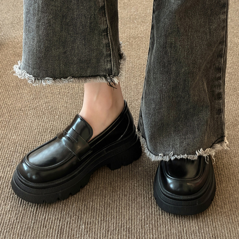 Mới Giày Da Đế Dày Phong Cách vintage Nhật Bản Thời Trang Cho Nữ Size 34-40
