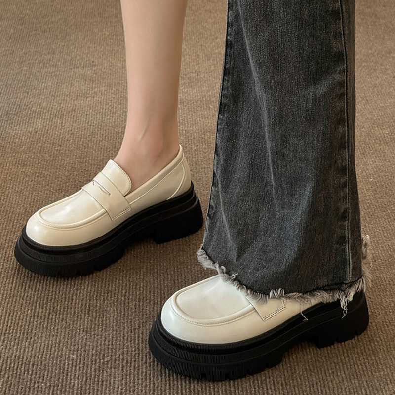 Mới Giày Da Đế Dày Phong Cách vintage Nhật Bản Thời Trang Cho Nữ Size 34-40