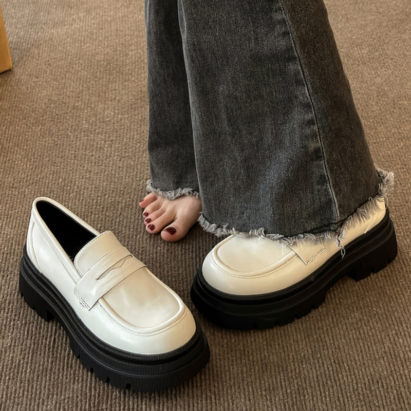 Mới Giày Da Đế Dày Phong Cách vintage Nhật Bản Thời Trang Cho Nữ Size 34-40