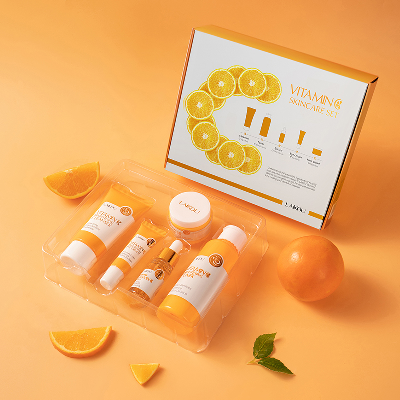 Set 5 mỹ phẩm chăm sóc da LAIKOU vitamin C mềm mịn làm sáng da chống lão hóa