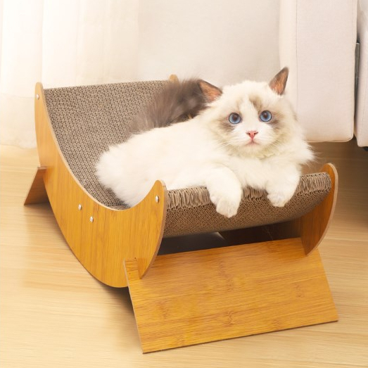 Elsabell. Cat Scratcher Bed Đa chức năng Thoải mái gợn sóng Lounge cho đồ dùng thú cưng