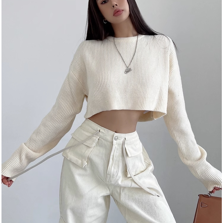 Áo sweater Tay Dài Dáng Rộng Phong Cách Âu Mỹ Thời Trang Thu Đông Cho Nữ