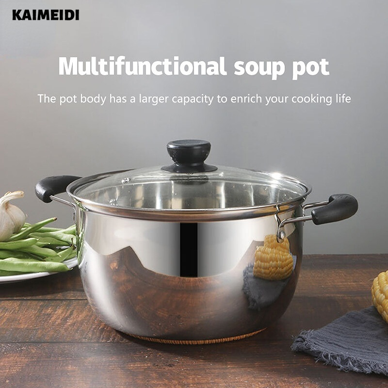 Nồi nấu ăn KAIMEIDI bằng inox dày dùng được trên bếp từ và gas dùng nấu sữa/ súp/ mì