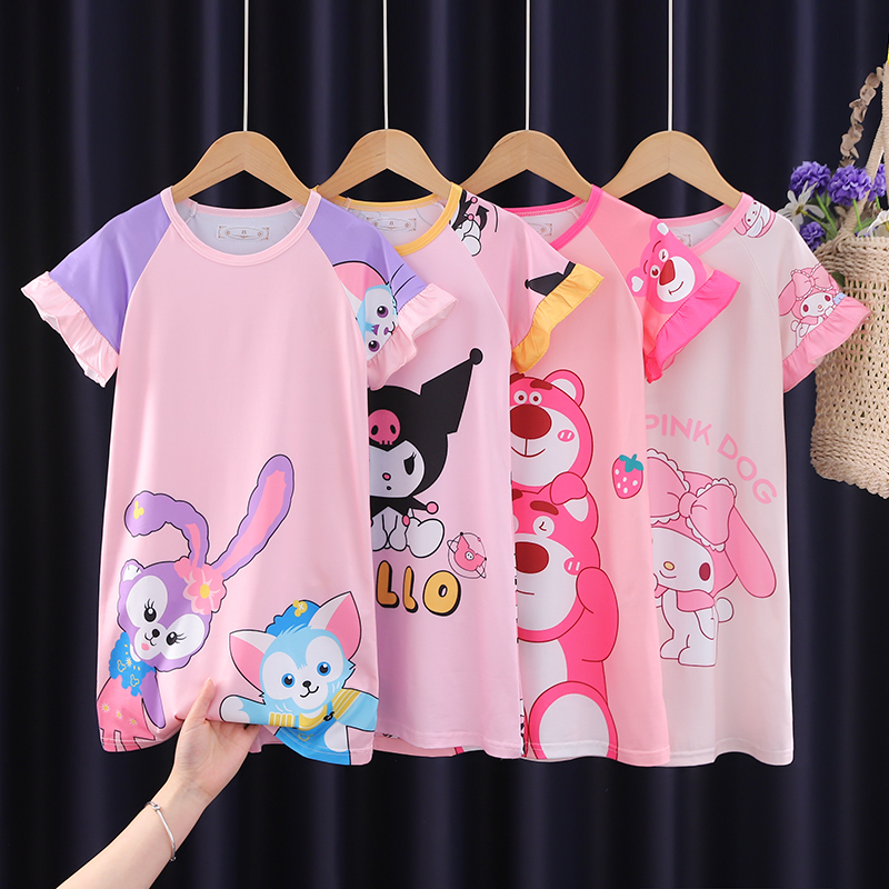 Đầm Ngủ Cổ Tròn In Họa Tiết Hoạt Hình Đáng Yêu Cho Bé Gái