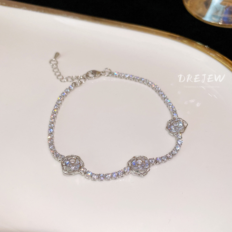 Vòng tay DREJEW đính hoa zircon nhẹ nhàng đơn giản thời trang Hàn Quốc niche đa dạng cá tính