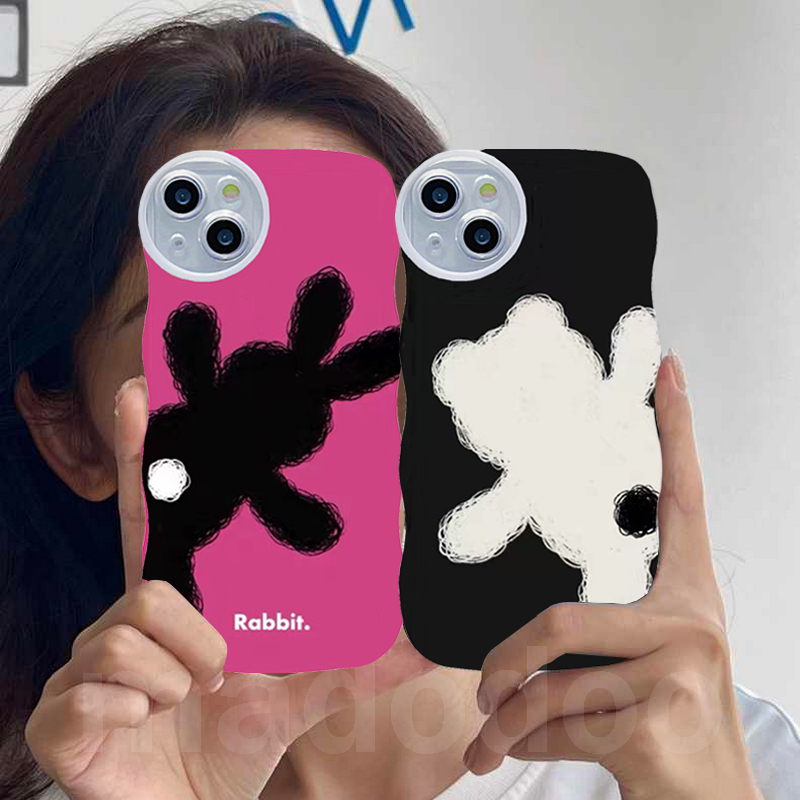 Cute Casing Samsung Galaxy A55 A35 A25 A54 A34 A24 A14 A04 A12 A73 A53 A52 A52S A33 A32 A23 A72 A22 A13 4G 5G A03S A02S A11 A02 A03 A51 A50 A50S A30S A20 A30 A20S A10S A21S M12 M22 M32 M11 M02 J7 Prime Cartoon Bear Rabbit Couple BFF Soft Phone Case BW 90
