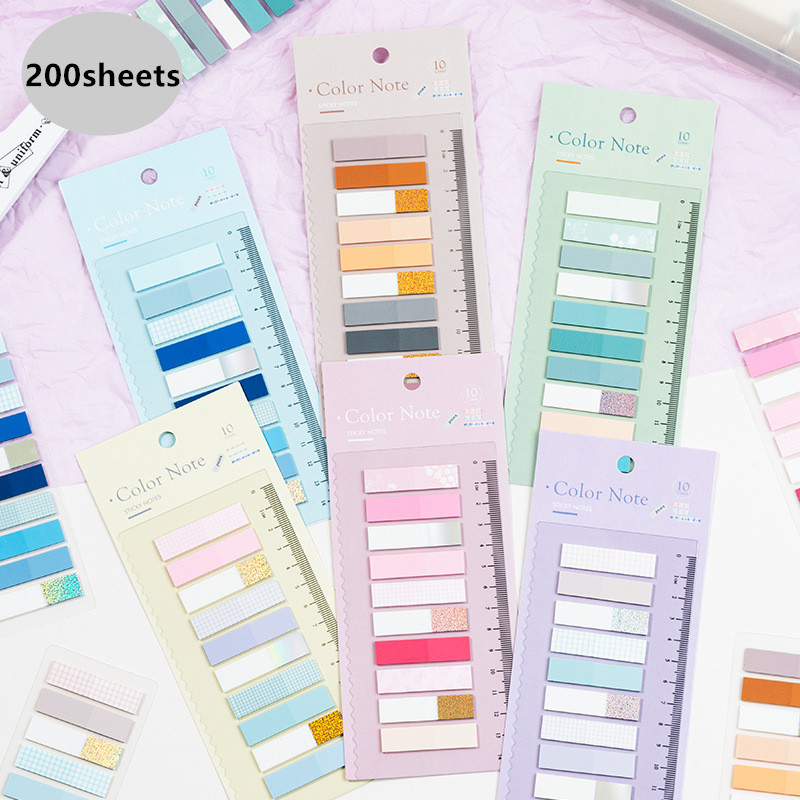 Set 200 nhãn dán đánh dấu trang sách phân loại màu sắc thiết kế tiện dụng Giấy Dán Ghi Chú Màu Sắc Laser Độc Đáo