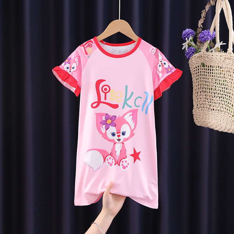 Đầm Ngủ Cổ Tròn In Họa Tiết Hoạt Hình Đáng Yêu Cho Bé Gái