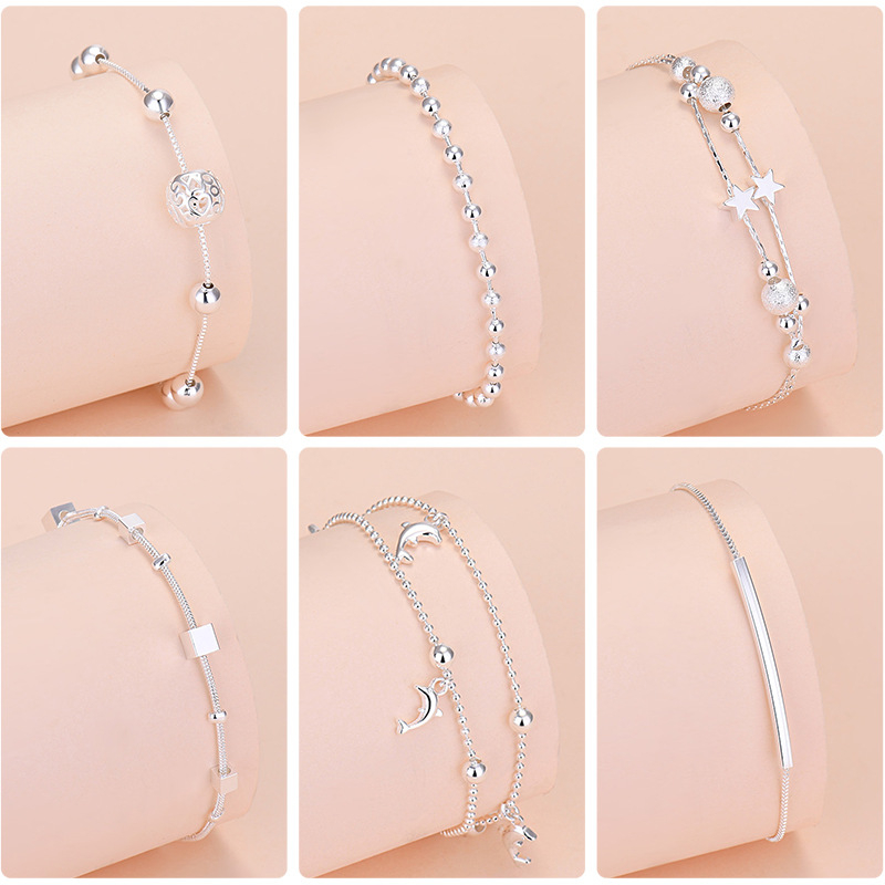 Lắc chân bằng bạc 925 thiết kế nhiều kiểu xinh xắn cho nữ
