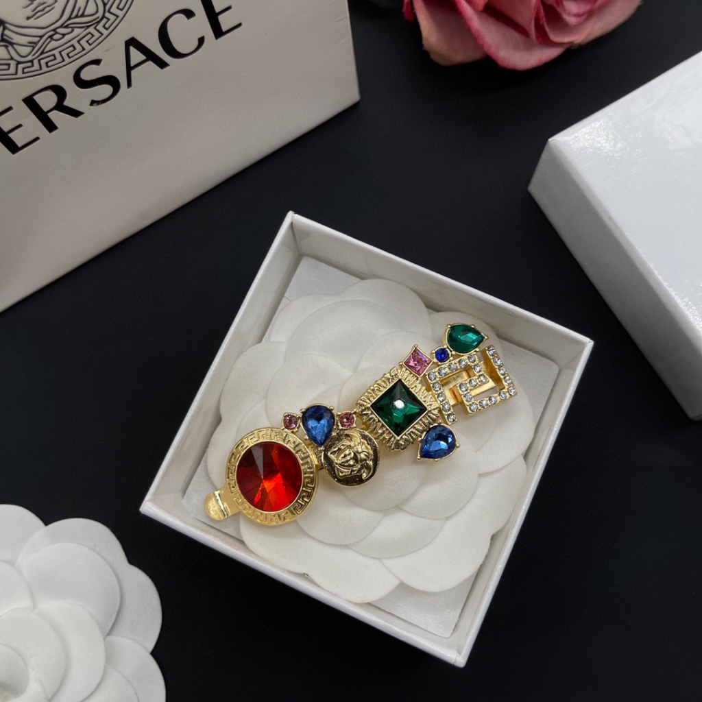 Versace Kẹp Tóc Đính Đá Phong Cách vintage Xinh Xắn Cho Nữ