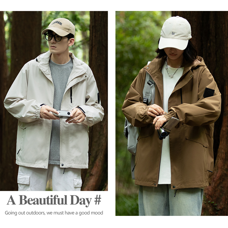 Voevoe Áo Khoác Gió Có Mũ Trùm Chống Thấm Nước Thời Trang