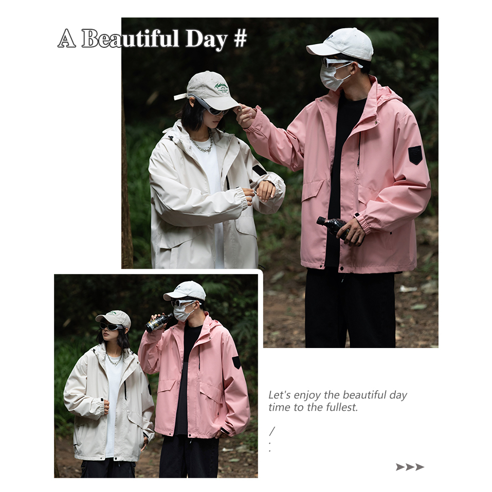 Voevoe Áo Khoác Gió Có Mũ Trùm Chống Thấm Nước Thời Trang