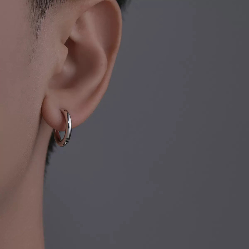 Khuyên tai MAYEBE LAVEND Bông tai Tròn Bằng Thép Titan Phong Cách Hip Hop Unisex Khuyên Tai Không Cần Bấm lỗ