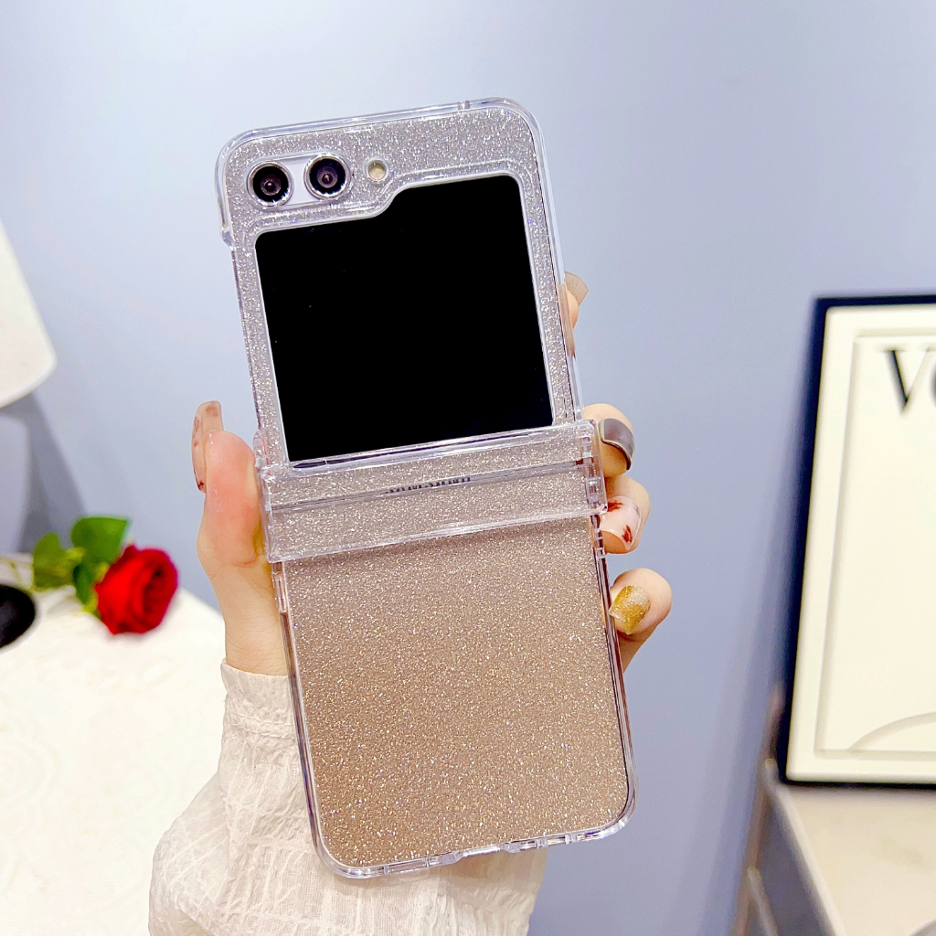 Ốp Bao Da Điện Thoại Nắp Lật Kèm Ngăn Đựng Thẻ Đính Kim Tuyến 3 Trong 1 Cho samsung galaxy z flip 5 3 4 flip4 flip3 flip5