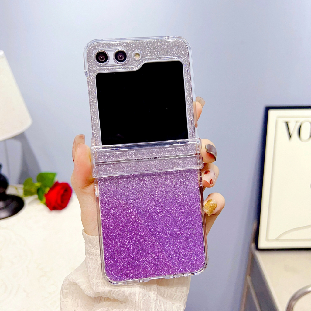 Ốp Bao Da Điện Thoại Nắp Lật Kèm Ngăn Đựng Thẻ Đính Kim Tuyến 3 Trong 1 Cho samsung galaxy z flip 5 3 4 flip4 flip3 flip5