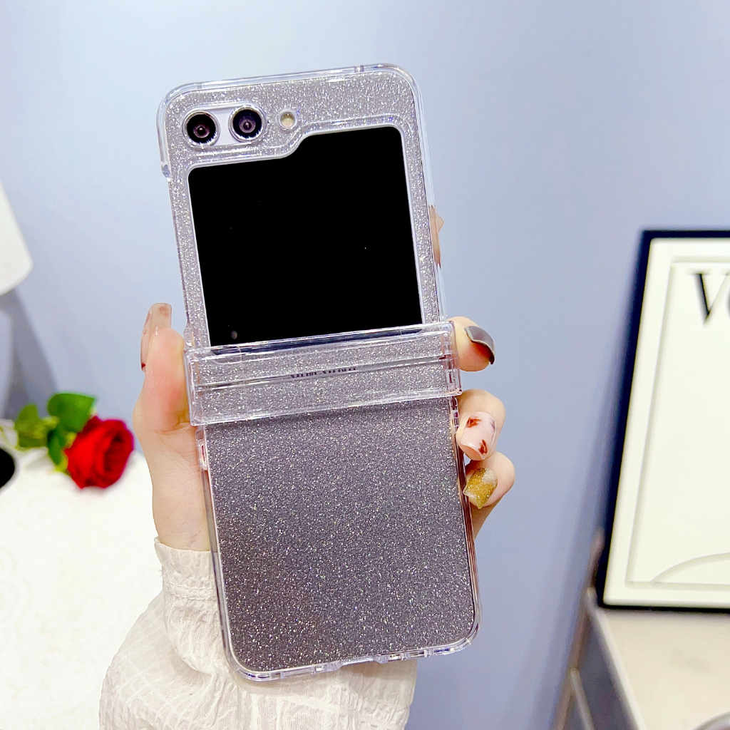 Ốp Bao Da Điện Thoại Nắp Lật Kèm Ngăn Đựng Thẻ Đính Kim Tuyến 3 Trong 1 Cho samsung galaxy z flip 5 3 4 flip4 flip3 flip5