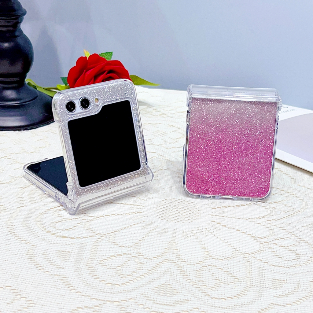 Ốp Bao Da Điện Thoại Nắp Lật Kèm Ngăn Đựng Thẻ Đính Kim Tuyến 3 Trong 1 Cho samsung galaxy z flip 5 3 4 flip4 flip3 flip5