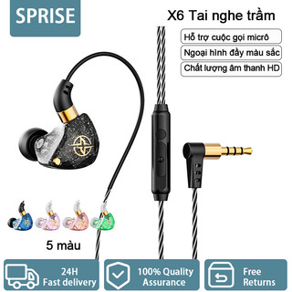  Tai nghe nhét tai SPRISE X6 chơi game có dây 3.5mm âm thanh nổi với micro 