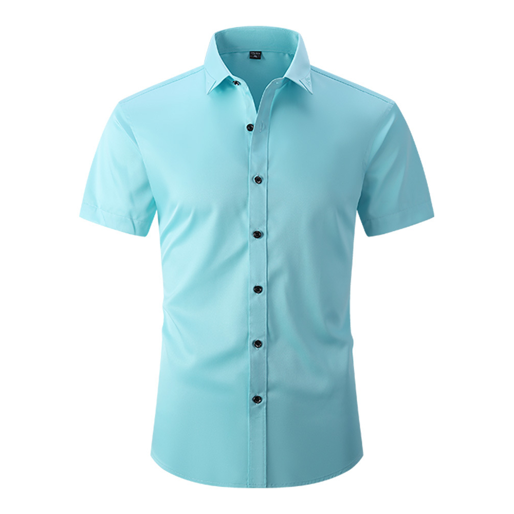 Áo Sơ Mi Ngắn Tay Dáng Ôm Cài Nút Thanh Lịch Thông Minh Cho Nam