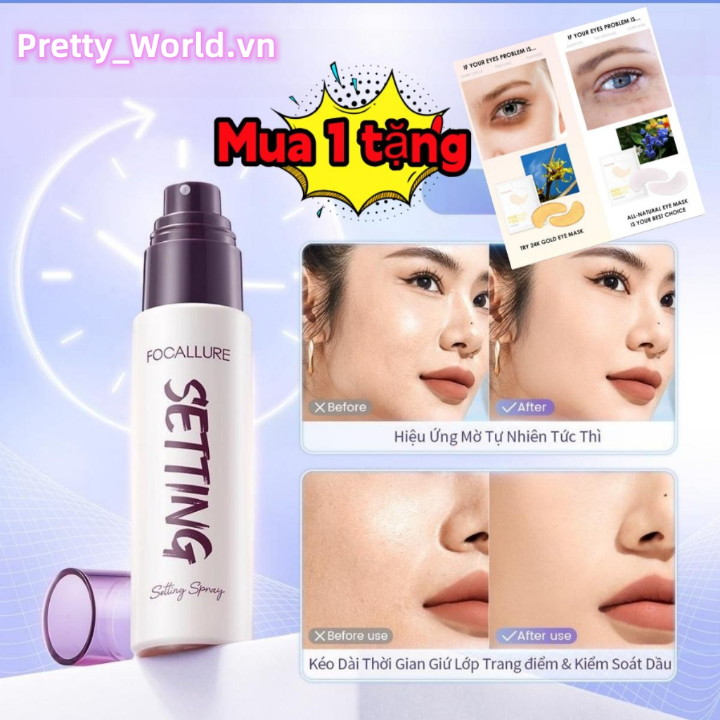 Chai xịt khóa cố định lớp trang điểm FOCALLURE Lâu Trôi Kiềm Dầu Hydrat Hóa Và Nuôi Dưỡng Da không bị nhòe lâu trôi nhẹ 65g