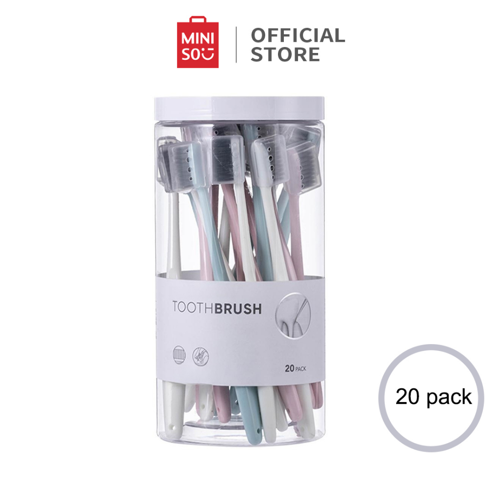 Miniso Bộ 20 Bàn Chải Đánh Răng Lông carbon Kèm Túi Đựng