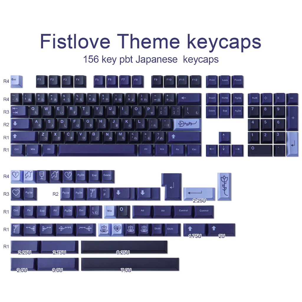 GMK Tình Yêu Đầu Tiên Keycaps, 156 Phím Keycaps PBT Anh Đào Hồ Sơ DYE-SUB Cá Tính Keycaps GMK Cho Bàn Phím Cơ