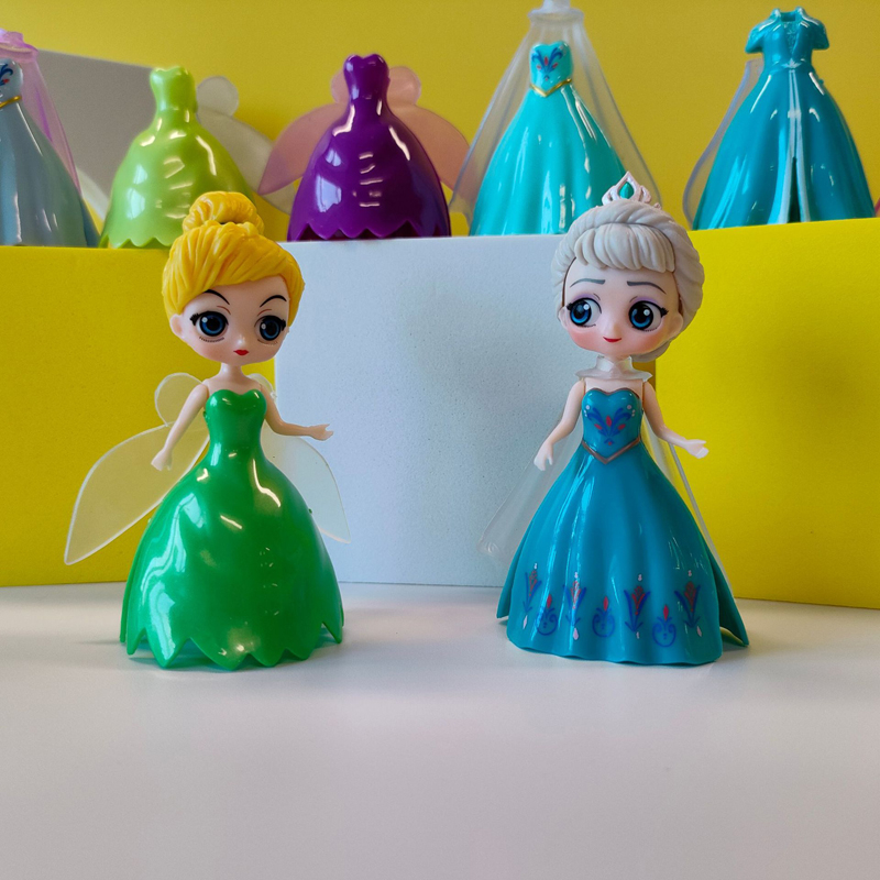 Set 18 Mô Hình Công Chúa disney 8cm Trang Phục Bạch Tuyết anna elsa ariel bella mulan cinderella alice aurora jasmine Bằng pvc