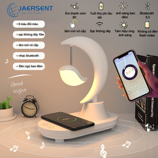 Đèn ngủ để bàn JAERSENT TB-22SLI đa năng kết hợp sạc pin không dây/nghe nhạc bằng bluetooth với 8 màu sắc