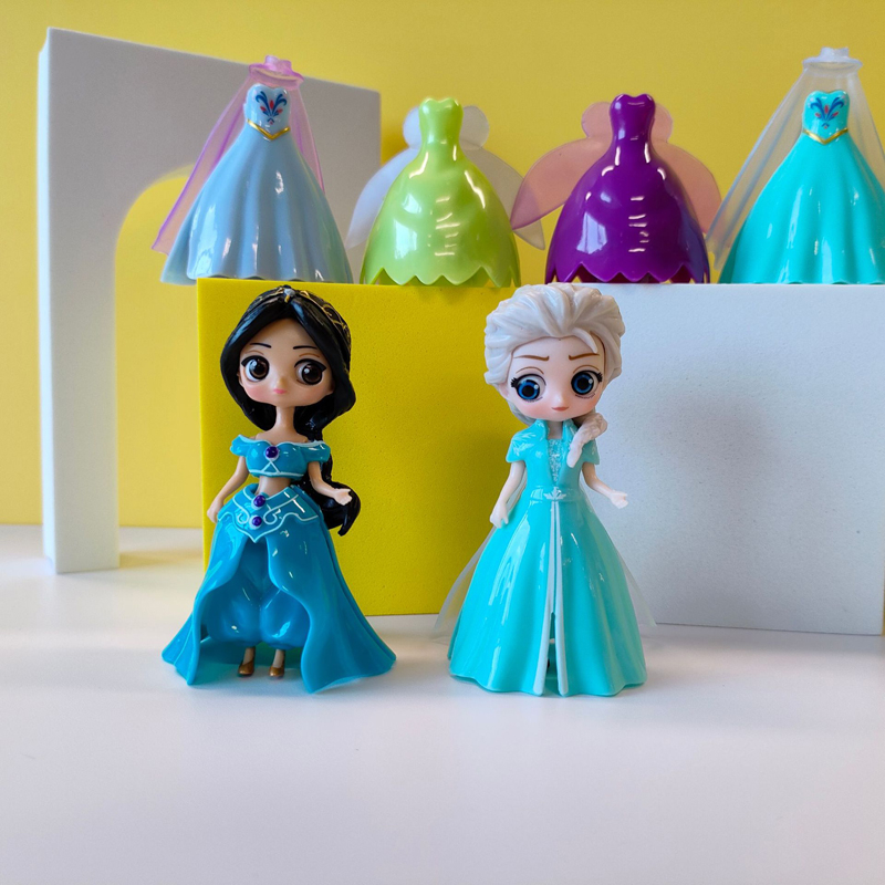 Set 18 Mô Hình Công Chúa disney 8cm Trang Phục Bạch Tuyết anna elsa ariel bella mulan cinderella alice aurora jasmine Bằng pvc