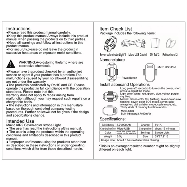 Đèn led Cảnh Báo mini Chống Va Chạm 7 Màu Thông Dụng Cho Xe Hơi / Máy Bay / Máy Bay Điều Khiển Từ Xa
