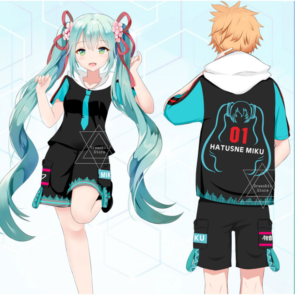 Áo hoodie Tay Ngắn In Hình hatsune miku Thời Trang unisex