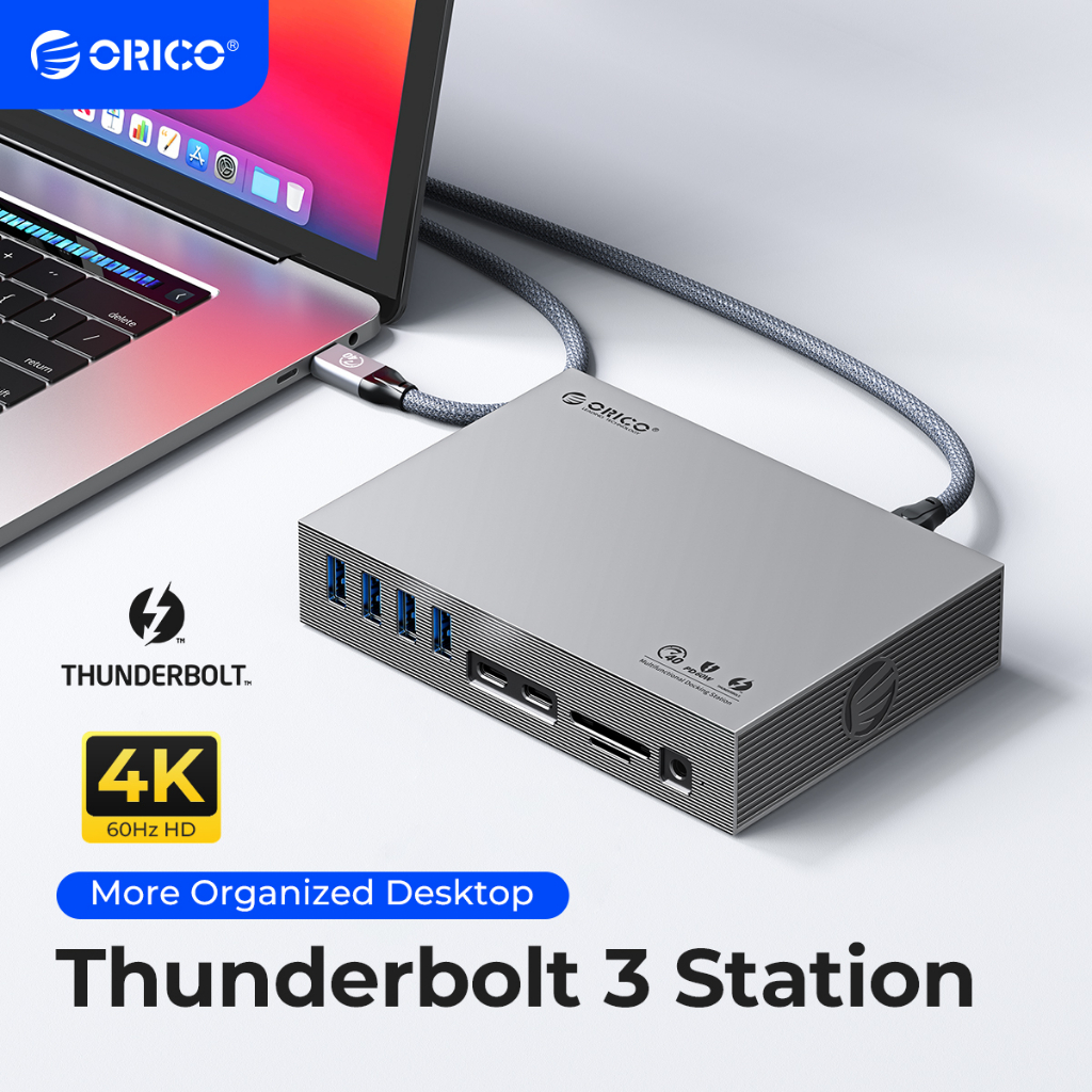 Đế Sạc ORICO Thunderbolt 3 USB C Sang 8K60Hz DP 40Gbps HUB RJ45 3.5mm PD SD Cho PC Windows Mac OS