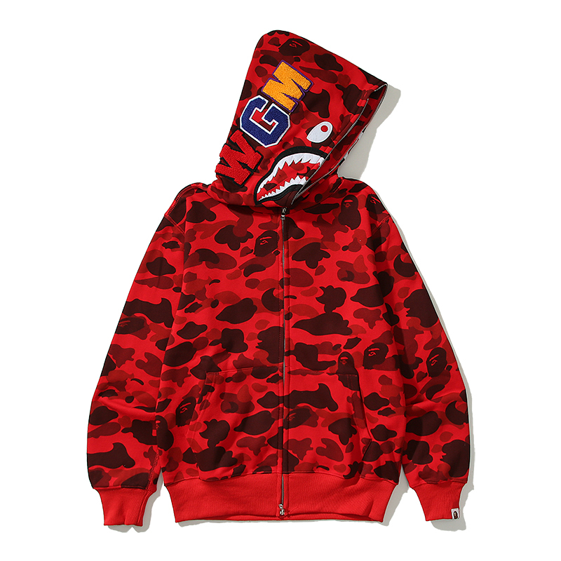 Bape Áo Khoác hoodie Vải cotton In Họa Tiết Phối Khóa Kéo Cá Tính