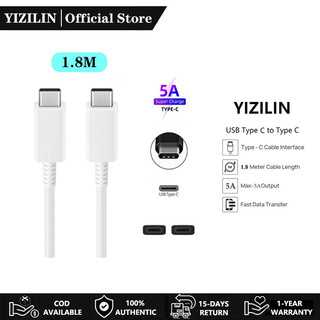 Cáp sạc yizilin 1.8m 5a dây cáp sạc siêu nhanh 45w dây dữ liệu usb c to usb c cho samsung s21 s22 s23 ultra a90 a80 a70 a71