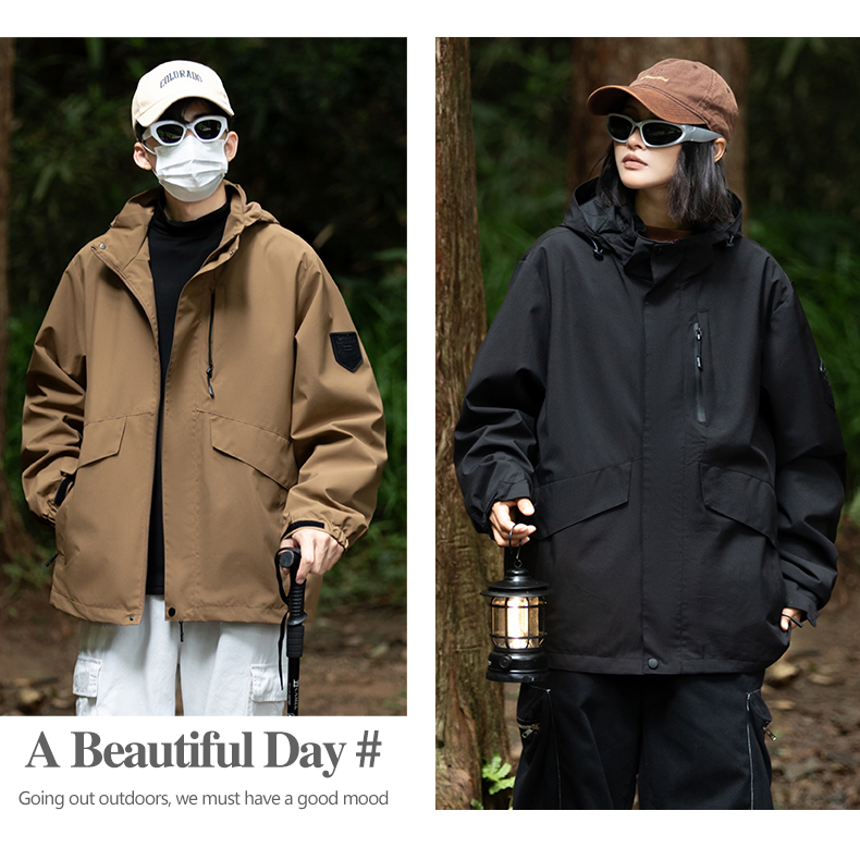 Voevoe Áo Khoác Gió Có Mũ Trùm Chống Thấm Nước Thời Trang
