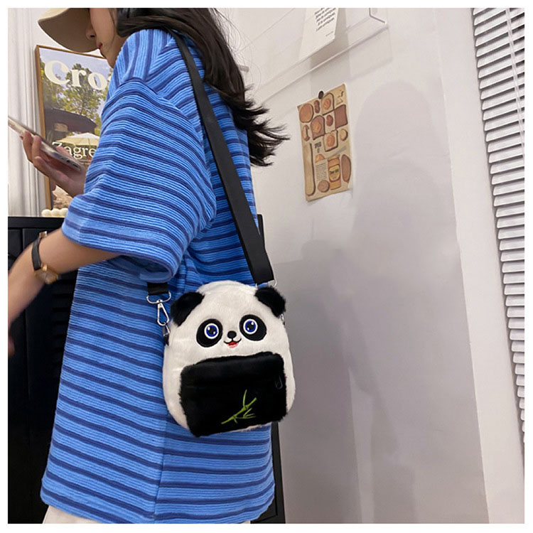 Mr.puffer Túi Đeo Vai Đựng Điện Thoại Họa Tiết Gấu Trúc Hoạt Hình Nhồi Bông Dễ Thương