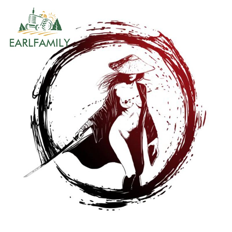 Earlfamily Đề Can vinyl Dán Tủ Lạnh Xe Hơi Chiến Binh samurai Hoạt Hình Chống Thấm Nước 13Cmx12.6Cm